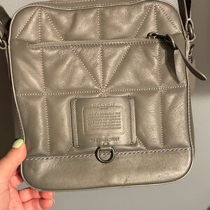 Coach Quilted Leather Crossbody in Taupe Gray